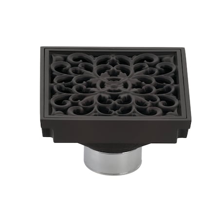 Kingston Brass Watercourse Scroll 4" Square Grid Shower Drain, Bronze BSF9771ORB